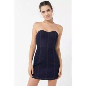 Urban Outfitters Strapless Mini Dress S Dark Denim SOLD OUT  NWOT